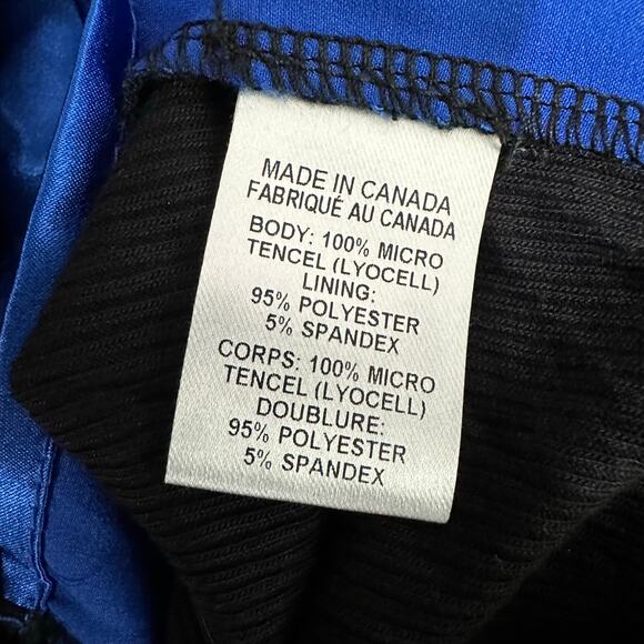 Public School New York Dress Womens Large Black Ribbed Blue Lining Accent Ruched - Picture 7 of 8